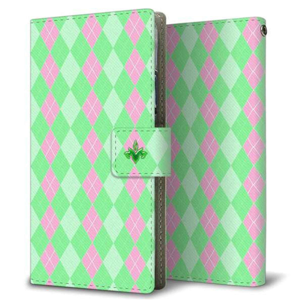 アクオス R2 コンパクト SH-M09 画質仕上げ プリント手帳型ケース(薄型スリム)【YB818 アーガイル01】