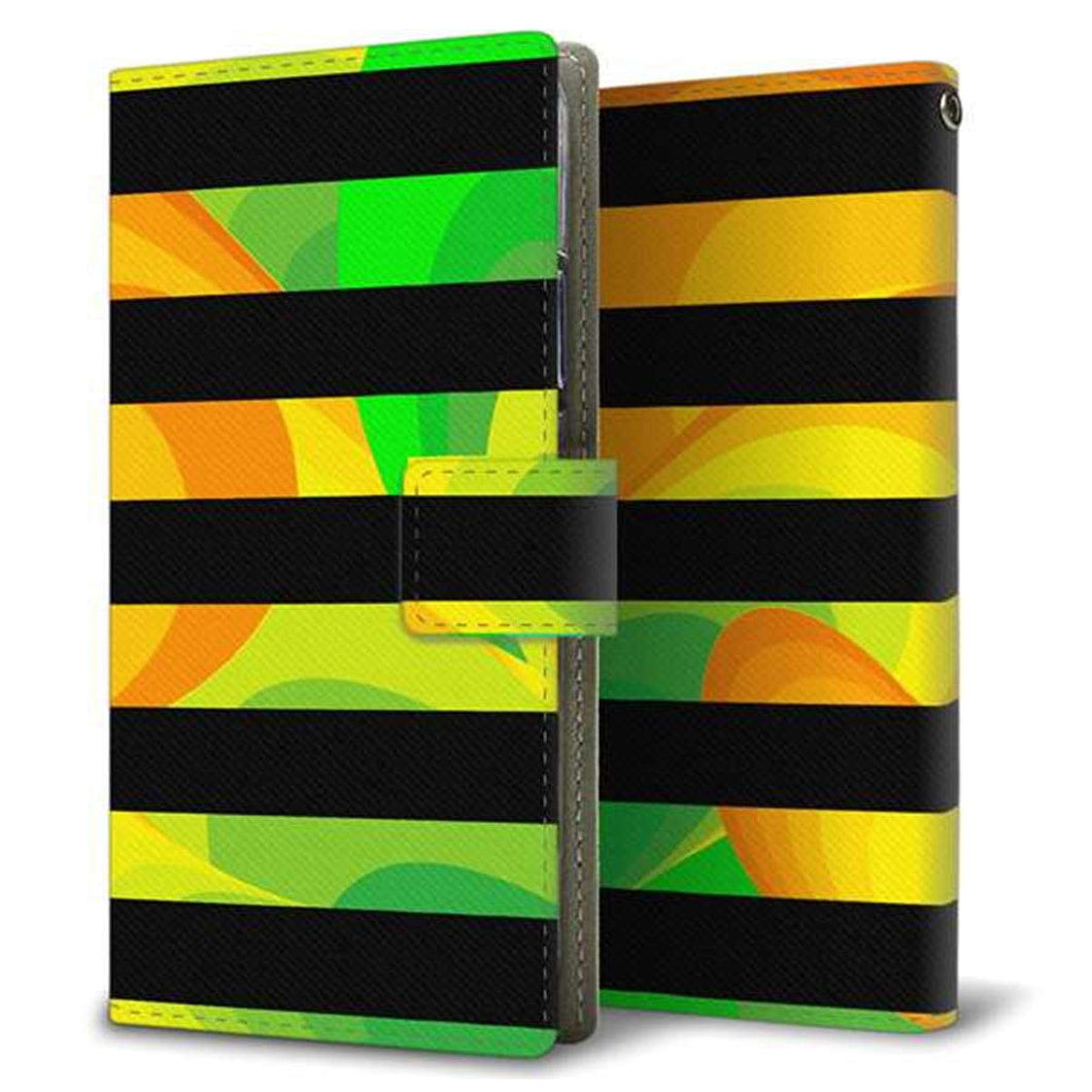 au ギャラクシー S9+ SCV39 画質仕上げ プリント手帳型ケース(薄型スリム)【YB840 ボーダー01】