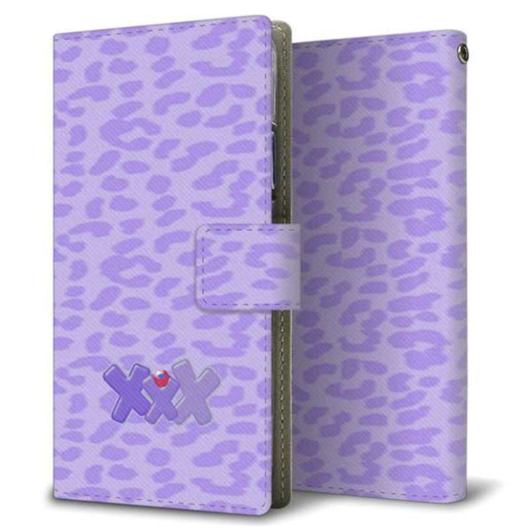 au アクオス U SHV37 画質仕上げ プリント手帳型ケース(薄型スリム)【YB893 レオパルドパープル】