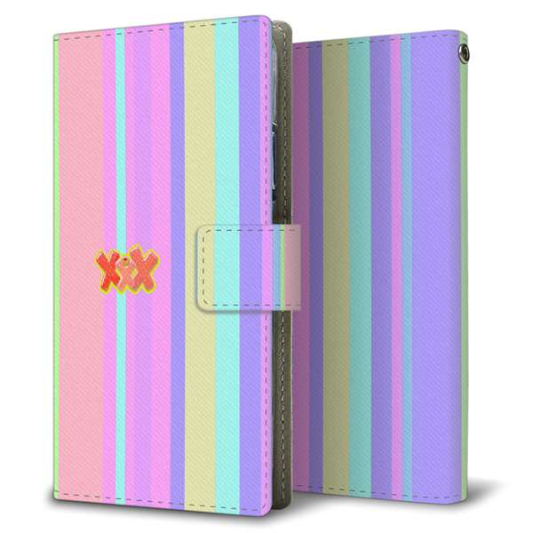 DIGNO SX3 KYG02 au 高画質仕上げ プリント手帳型ケース(薄型スリム)ボーダーファンシー
