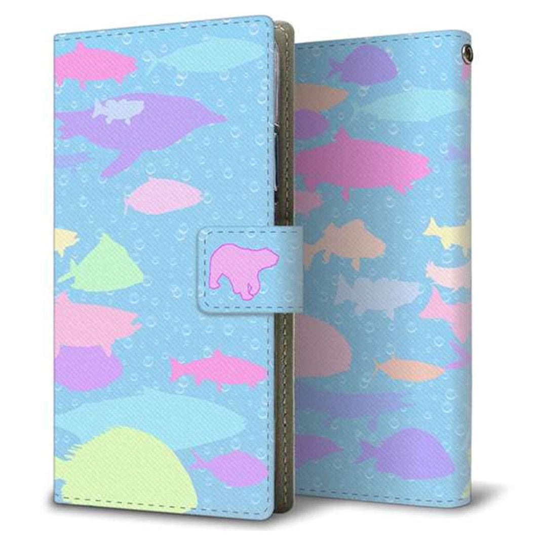 SoftBank エクスペリア1 III A101SO 画質仕上げ プリント手帳型ケース(薄型スリム)【YB971 魚群02】