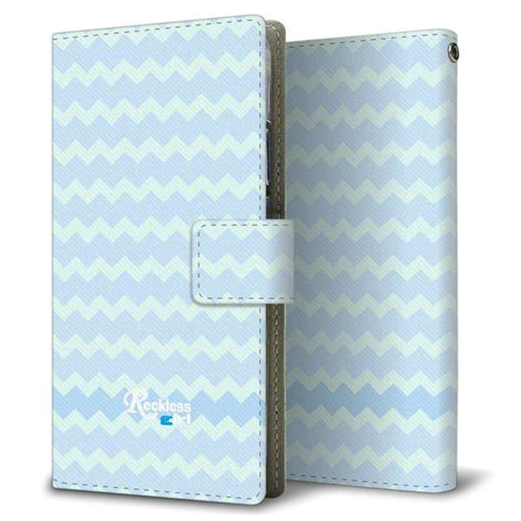 AQUOS sense6 SHG05 au 画質仕上げ プリント手帳型ケース(薄型スリム)【YC801 ジグザグブルー】