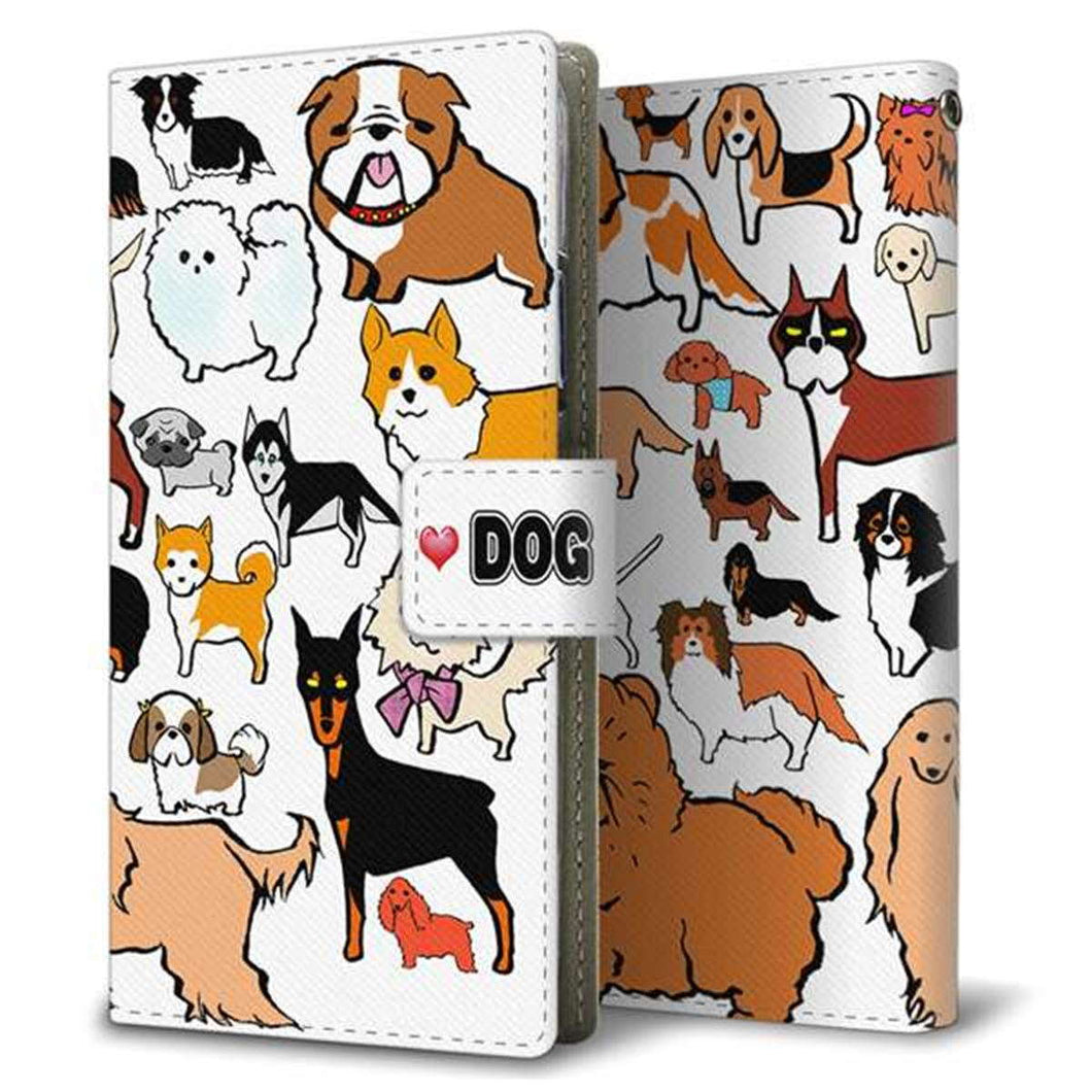 SoftBank シンプルスマホ4 704SH 画質仕上げ プリント手帳型ケース(薄型スリム)【YC870 アイラブドッグ01】