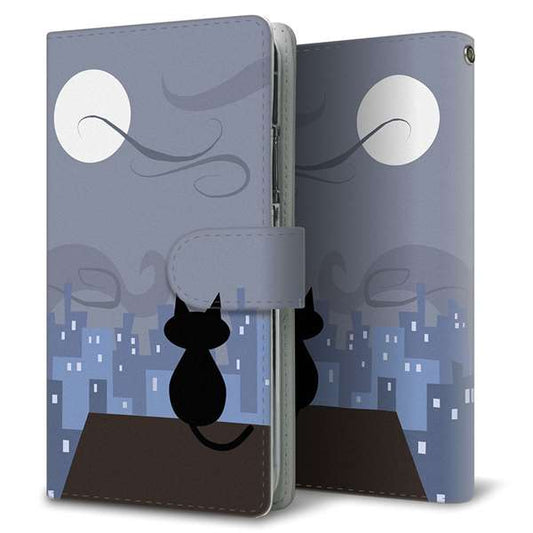 iPhone12 高画質仕上げ プリント手帳型ケース(通常型)夜とネコ