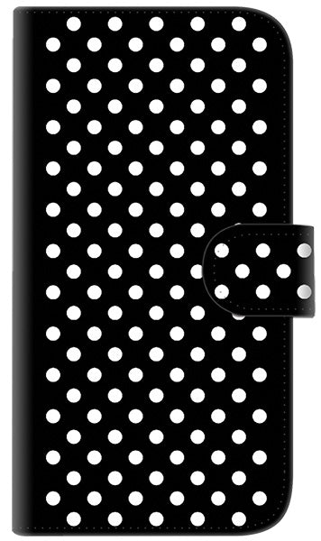 iPhone6 PLUS 高画質仕上げ プリント手帳型ケース(通常型)【059 シンプル柄(水玉) ブラック】