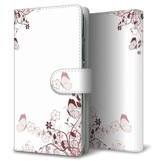 SIMフリー アクオスセンス4 高画質仕上げ プリント手帳型ケース(通常型)【142 桔梗と桜と蝶】