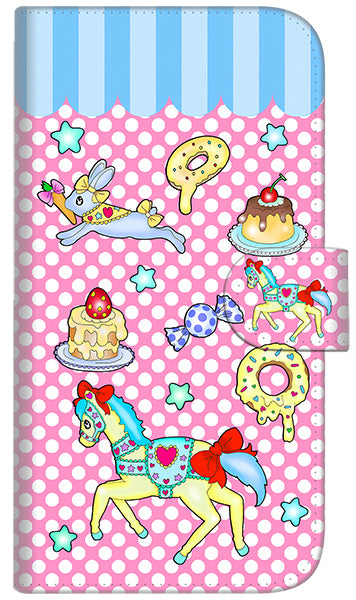 iPhone6 PLUS 高画質仕上げ プリント手帳型ケース(通常型)【AG827 メリーゴーランド(ピンク)】