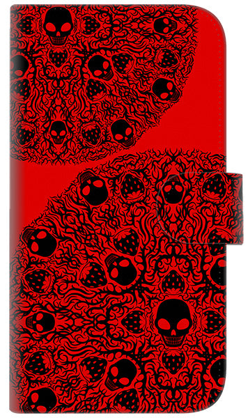 iPhone6 PLUS 高画質仕上げ プリント手帳型ケース(通常型)【AG835 苺骸骨曼荼羅(赤)】