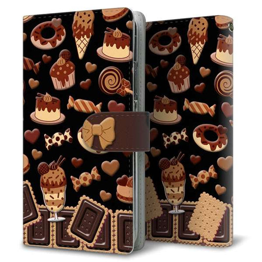 iPhone6 高画質仕上げ プリント手帳型ケース(通常型)【AG858 チョコクッキー＆スイーツ ブラック】