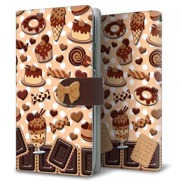 docomo エクスペリアXZ SO-01J 高画質仕上げ プリント手帳型ケース(通常型)【AG859 チョコクッキー&スイーツ ブラウン】