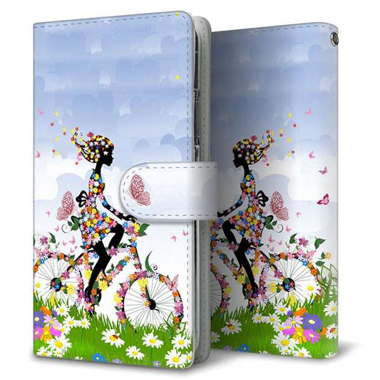 OPPO（オッポ） AX7 高画質仕上げ プリント手帳型ケース(通常型)【EK911 花と少女と自転車】