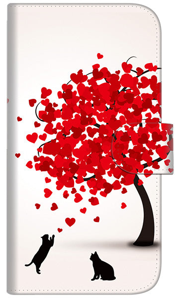 iPhone6 PLUS 高画質仕上げ プリント手帳型ケース(通常型)【EK915 二匹のネコとハートの木】