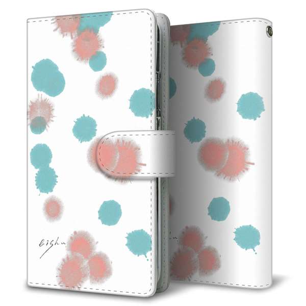 Xperia Ace III SOG08 au 高画質仕上げ プリント手帳型ケース(通常型)【OE834 滴 水色×ピンク】