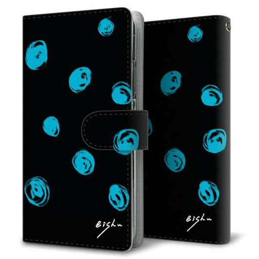 Y!mobile アンドロイドワン S2 高画質仕上げ プリント手帳型ケース(通常型)【OE838 手描きシンプル ブラック×ブルー】