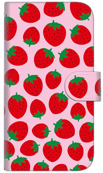 iPhone6 PLUS 高画質仕上げ プリント手帳型ケース(通常型)【SC813 小さいイチゴ模様 レッドとピンク】