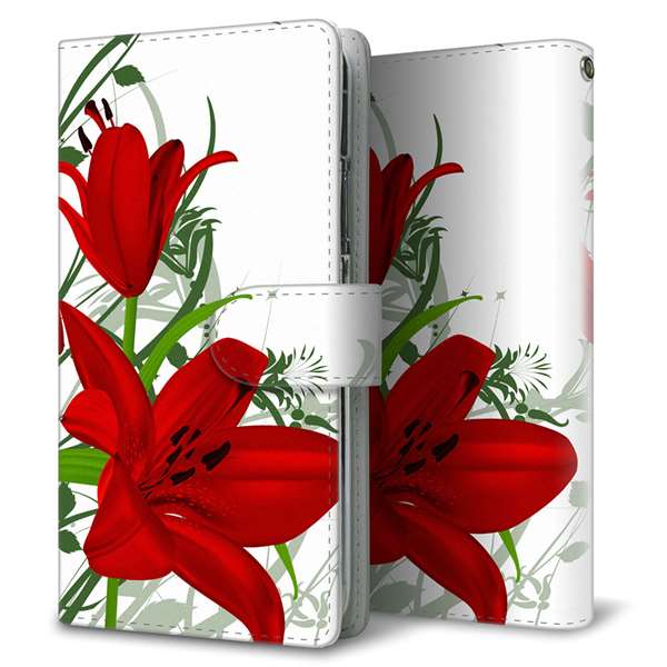 Xperia Ace III SOG08 au 高画質仕上げ プリント手帳型ケース(通常型)【SC850 ユリ(レッド)】