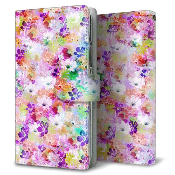 AQUOS wish SHG06 au 高画質仕上げ プリント手帳型ケース(通常型)【SC873 リバティプリント プレスドフラワー(パープル)】