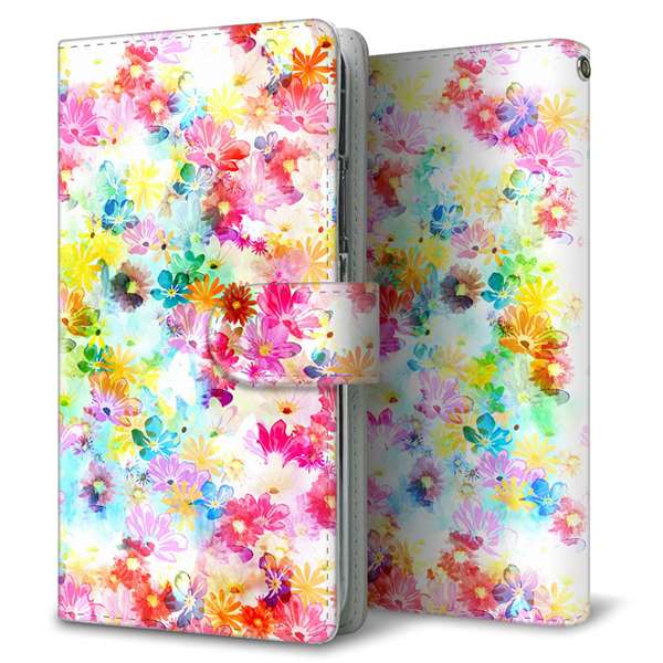 AQUOS sense6s SHG07 au/UQ mobile 高画質仕上げ プリント手帳型ケース(通常型)【SC876 リバティプリント プレスドフラワー(ホワイト)】