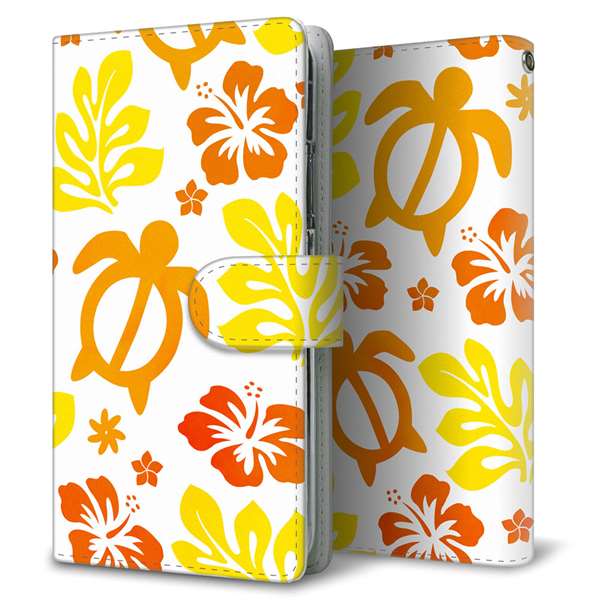 au ギャラクシー S9+ SCV39 高画質仕上げ プリント手帳型ケース(通常型)【SC877 ハワイアンアロハホヌ(イエロー)】