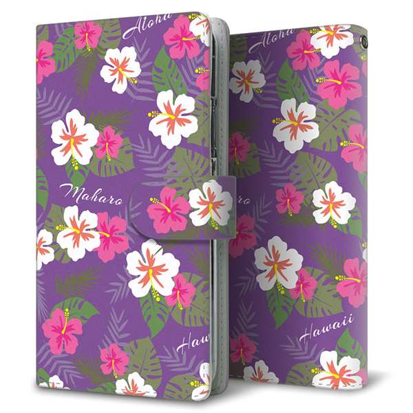 Softbank ディグノBX 901KC 高画質仕上げ プリント手帳型ケース(通常型)【SC886 ハワイアンアロハレトロ(パープル)】