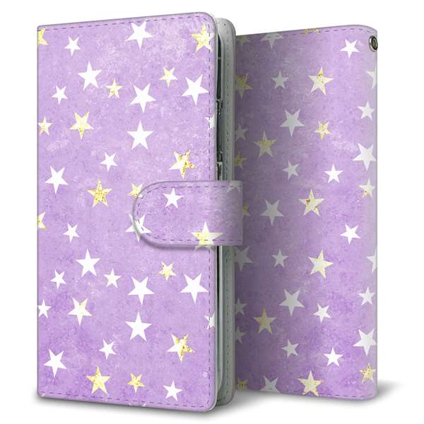 au エクスペリアXZ SOV34 高画質仕上げ プリント手帳型ケース(通常型)【SC890 お星さまキラキラ(パープル)】