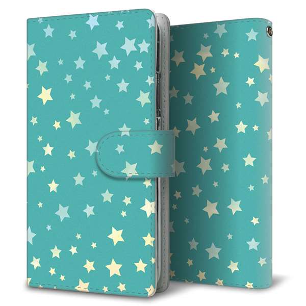 Y!mobile ZTE リベロ5G A003ZT 高画質仕上げ プリント手帳型ケース(通常型)【SC898 星柄プリント(グリーン)】