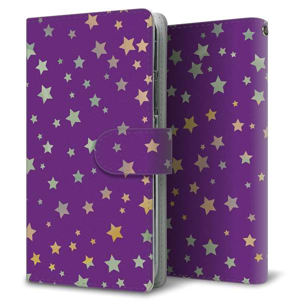 au エクスペリア8 SOV42 高画質仕上げ プリント手帳型ケース(通常型)【SC900 星柄プリント(パープル)】