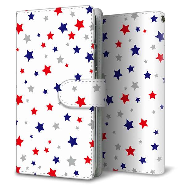 au アクオスゼロ5G basic DX SHG02 高画質仕上げ プリント手帳型ケース(通常型)【SC901 星柄プリント(ホワイト)】