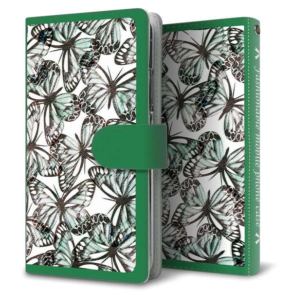 Redmi Note 10 JE XIG02 au 高画質仕上げ プリント手帳型ケース(通常型)【SC902 ガーデンバタフライ グリーン】