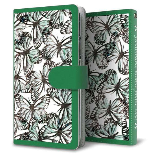 HUAWEI(ファーウェイ) P40 lite E ART-L29N 高画質仕上げ プリント手帳型ケース(通常型)【SC902 ガーデンバタフライ グリーン】