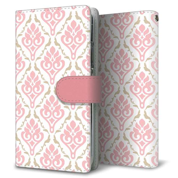 Xiaomi 12T Pro 高画質仕上げ プリント手帳型ケース(通常型)【SC909 ダマスク柄 ペールトーン(ピンク)】