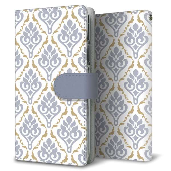 docomo ギャラクシー ノート20 ウルトラ 5G SC-53A 高画質仕上げ プリント手帳型ケース(通常型)【SC910 ダマスク柄 ペールトーン(ブルー)】