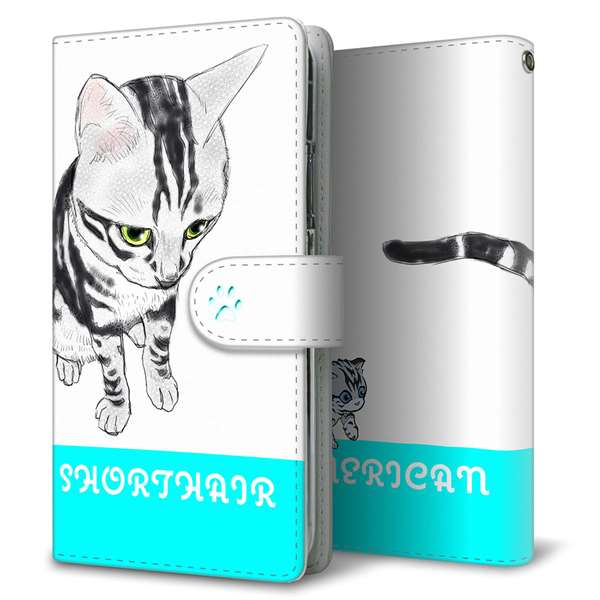 AQUOS wish SH-M20 高画質仕上げ プリント手帳型ケース(通常型)【YE812 アメリカンショートヘア01】