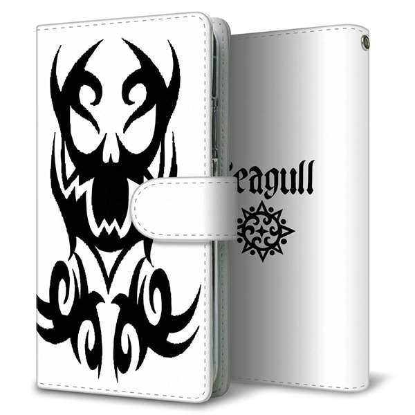 AQUOS sense6 SHG05 au 高画質仕上げ プリント手帳型ケース(通常型)【YE903 スカル04】