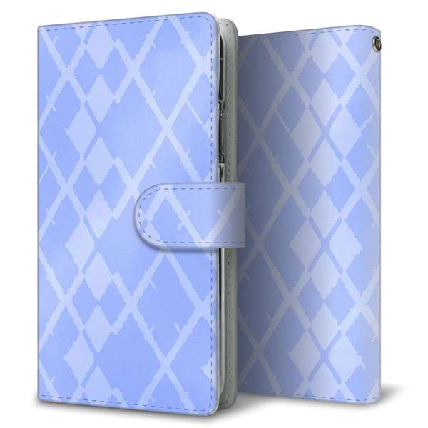 Y!mobile かんたんスマホ2 A001KC 高画質仕上げ プリント手帳型ケース(通常型)【YJ238 アーガイル(ブルー系1)】