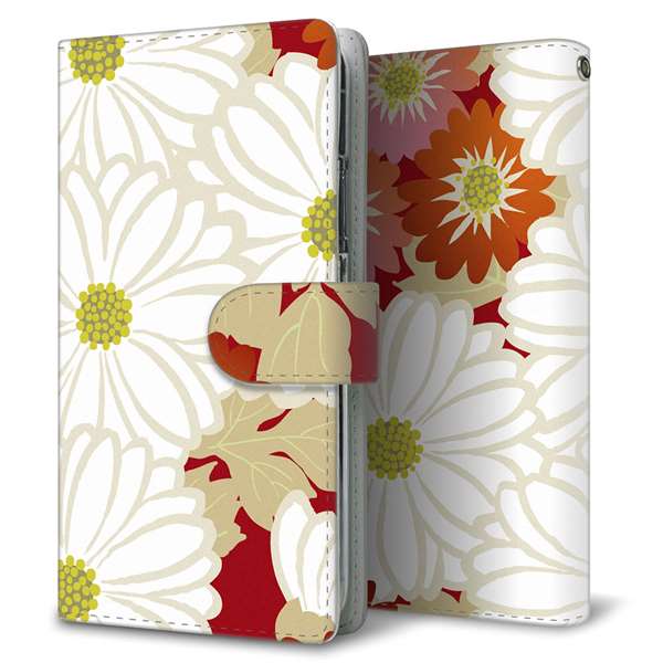 au ギャラクシー S10+ SCV42 高画質仕上げ プリント手帳型ケース(通常型)【YJ322 和柄 菊】
