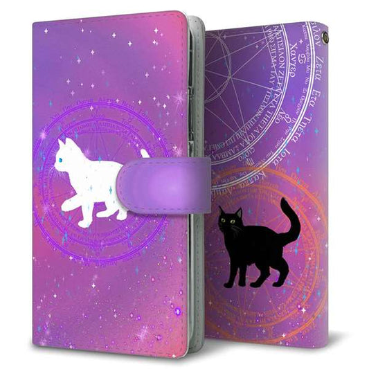 Softbank アクオスR コンパクト 701SH 高画質仕上げ プリント手帳型ケース(通常型)【YJ328 魔法陣猫 キラキラ かわいい ピンク】