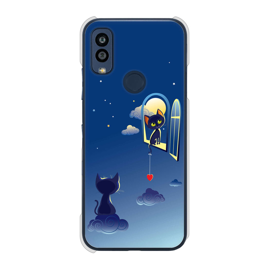 Android One S10 Y!mobile 高画質仕上げ 背面印刷 ハードケース 夜とネコ