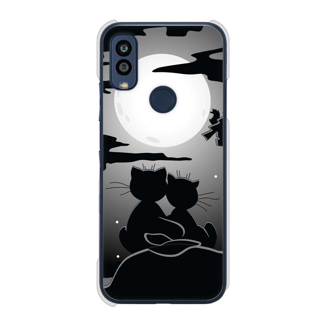 Android One S10 Y!mobile 高画質仕上げ 背面印刷 ハードケース 夜とネコ