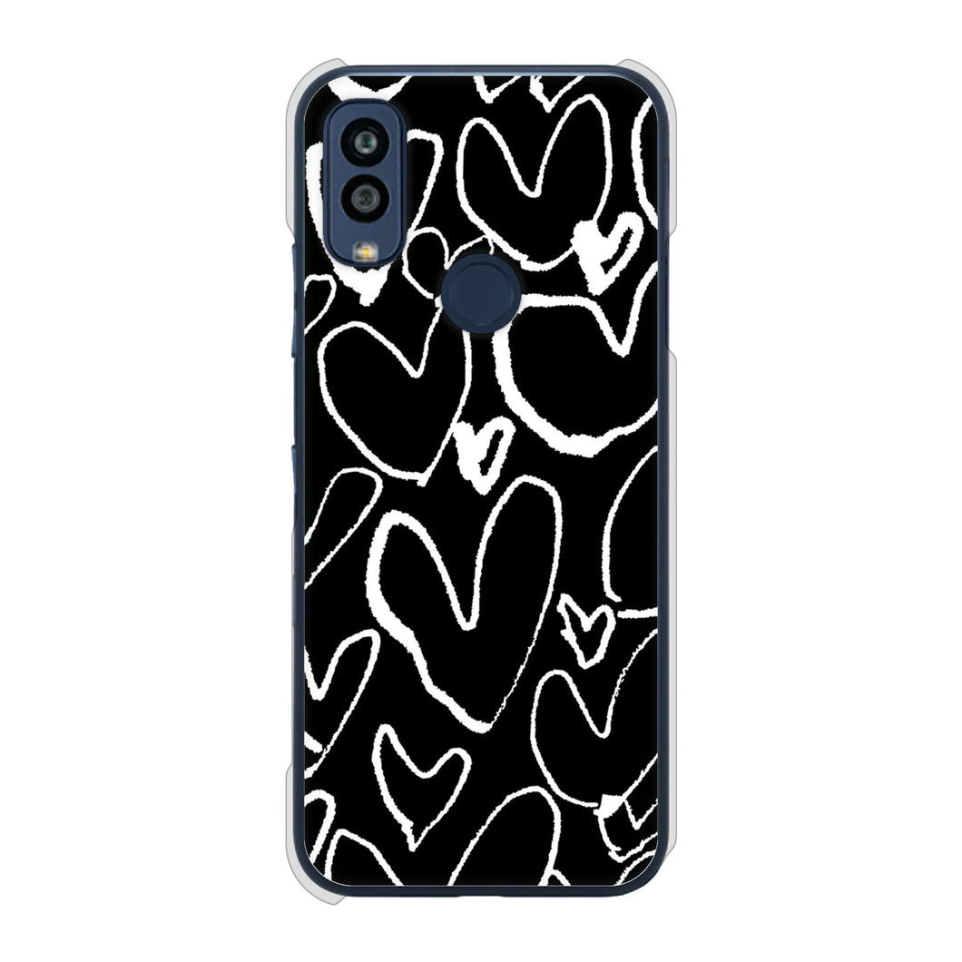 Android One S10 Y!mobile 高画質仕上げ 背面印刷 ハードケース 【1124 ハート BK&WH】