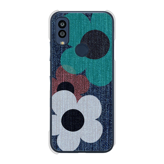 Android One S10 Y!mobile 高画質仕上げ 背面印刷 ハードケース 【EK869 ルーズフラワーinデニム風】
