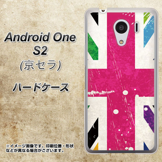 Y!mobile アンドロイドワン S2 高画質仕上げ 背面印刷 ハードケース【SC806 ユニオンジャック ピンクビンテージ】