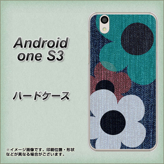 Android One S3 高画質仕上げ 背面印刷 ハードケース【EK869 ルーズフラワーinデニム風】