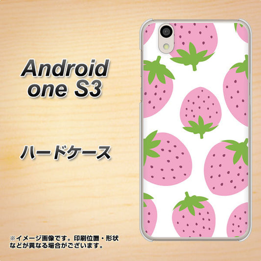 Android One S3 高画質仕上げ 背面印刷 ハードケース【SC816 大きいイチゴ模様 ピンク】