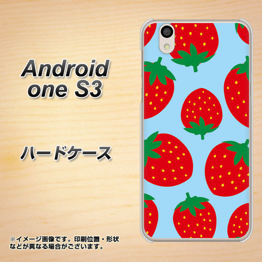 Android One S3 高画質仕上げ 背面印刷 ハードケース【SC821 大きいイチゴ模様レッドとブルー】