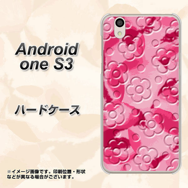 Android One S3 高画質仕上げ 背面印刷 ハードケース【SC847 フラワーヴェルニ花濃いピンク(ローズアンディアン)】