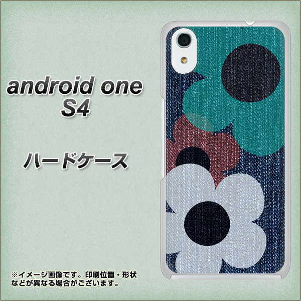 Android One S4 高画質仕上げ 背面印刷 ハードケース【EK869 ルーズフラワーinデニム風】