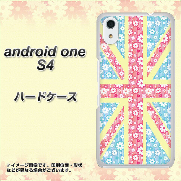 Android One S4 高画質仕上げ 背面印刷 ハードケース【EK895 ユニオンジャックパステルフラワー】