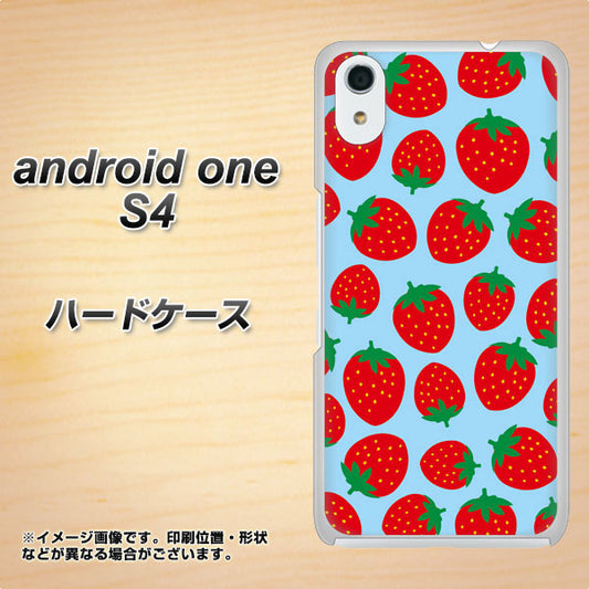 Android One S4 高画質仕上げ 背面印刷 ハードケース【SC814 小さいイチゴ模様 レッドとブルー】