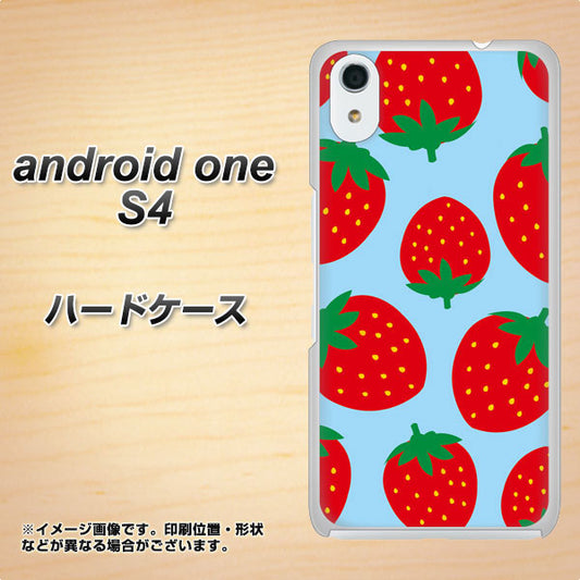 Android One S4 高画質仕上げ 背面印刷 ハードケース【SC821 大きいイチゴ模様レッドとブルー】